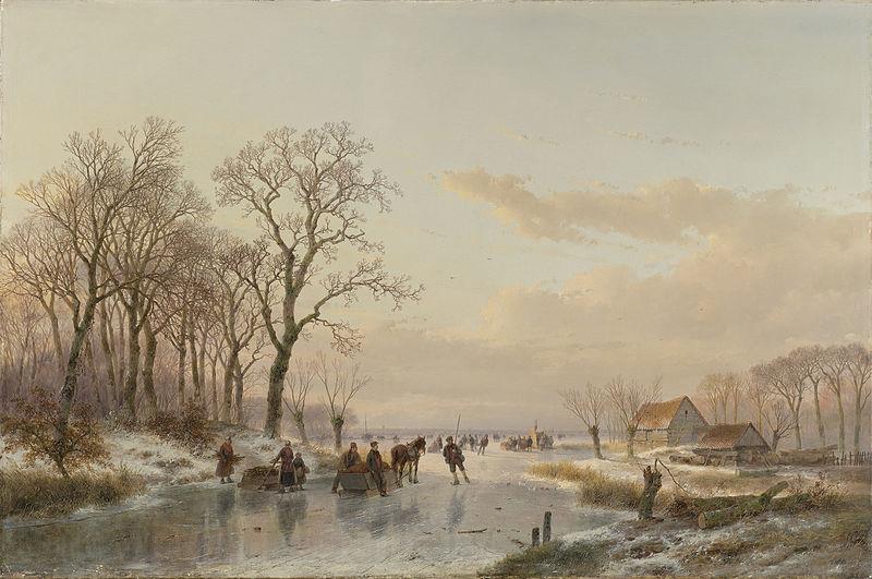 Andreas Schelfhout Een bevroren vaart bij de Maas Norge oil painting art